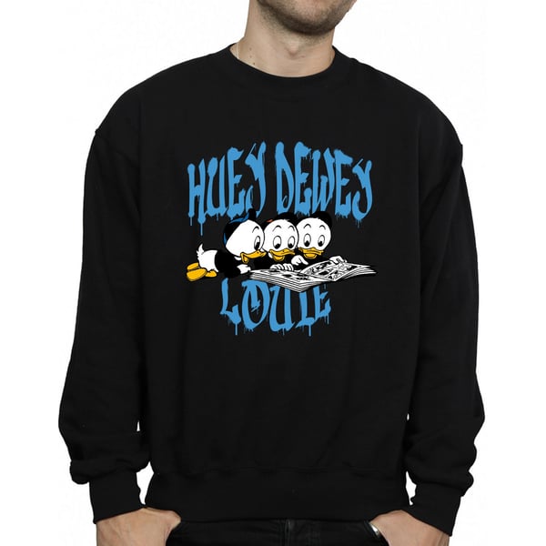Disney Mens Huey Dewey Louie Reading Sweatshirt