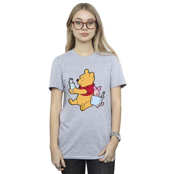 Winnie the Pooh Womens/Ladies Reading Boyfriend T-Shirt