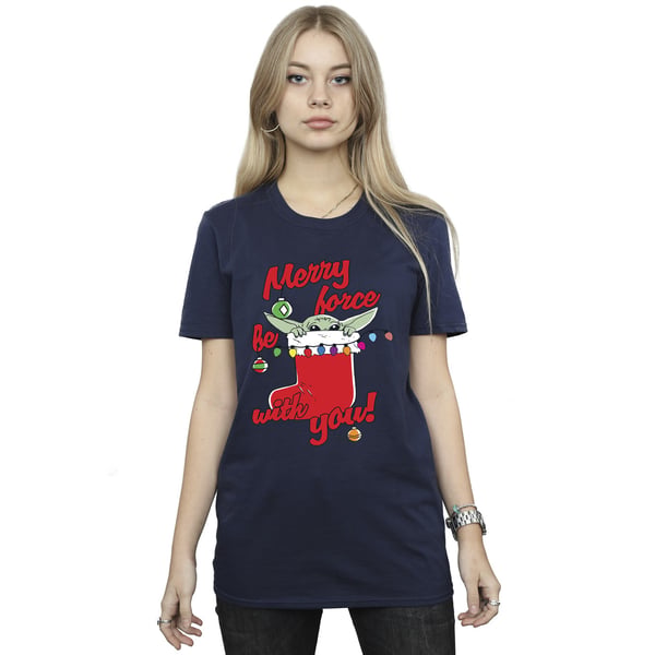 Star Wars The Mandalorian Womens/Ladies Merry Force Be With You Cotton Boyfriend T-Shirt