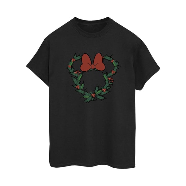 Disney Womens/Ladies Minnie Mouse Wreath Cotton Boyfriend T-Shirt