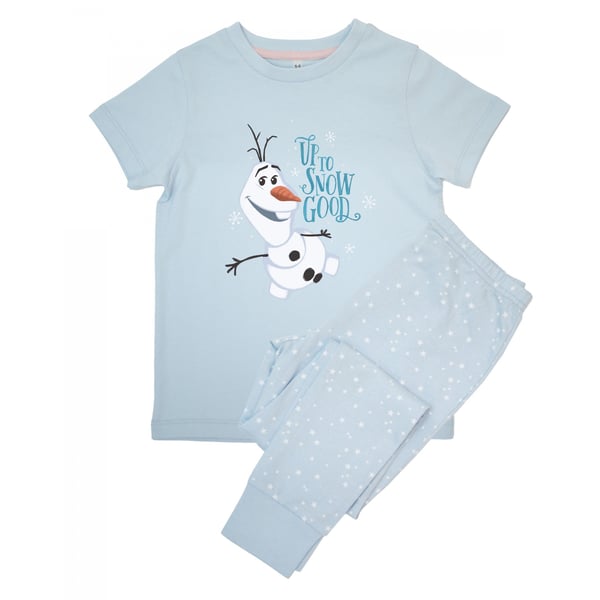 Frozen tyttöjen Olaf-lumi lyhythihainen pitkä pyjamasetti