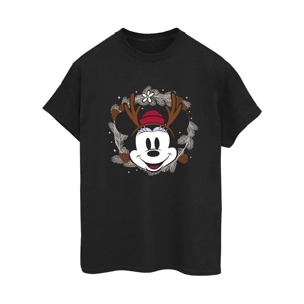 Disney Womens/Ladies Minnie Mouse Reindeer Cotton Boyfriend T-Shirt