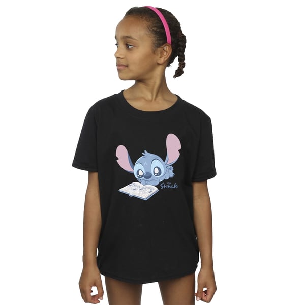 Lilo & Stitch Girls Reading Lying Down Cotton T-Shirt