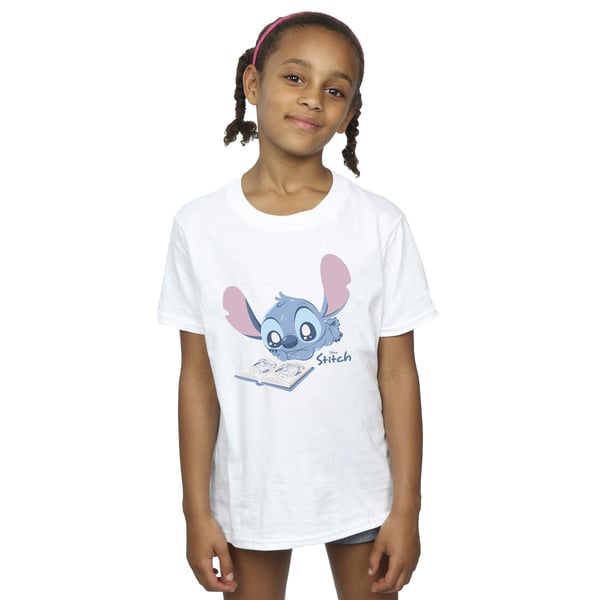 Lilo & Stitch Girls Reading Lying Down Cotton T-Shirt