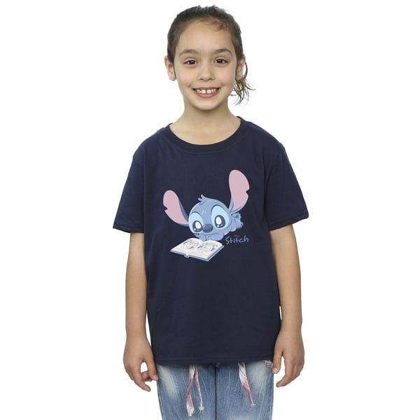 Lilo & Stitch Girls Reading Lying Down Cotton T-Shirt