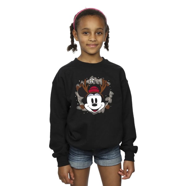 Disney Girls Wreath Minnie Mouse Reindeer Sweatshirt