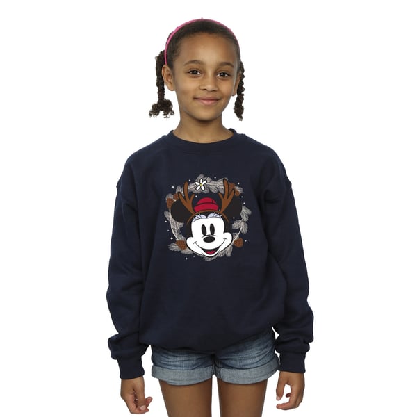 Disney Girls Wreath Minnie Mouse Reindeer Sweatshirt