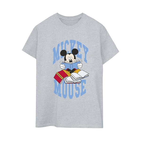 Disney Womens/Ladies Mickey Mouse Reading Books Boyfriend T-Shirt