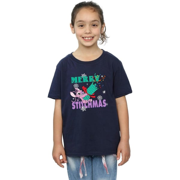 Lilo & Stitch Girls Merry Stitchmas Cotton T-Shirt