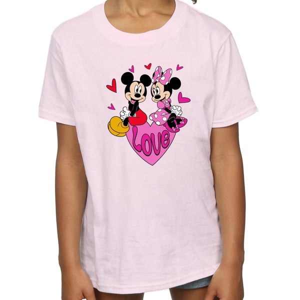 Disney Girls Love Mickey Mouse & Minnie Mouse Hearts Cotton T-Shirt