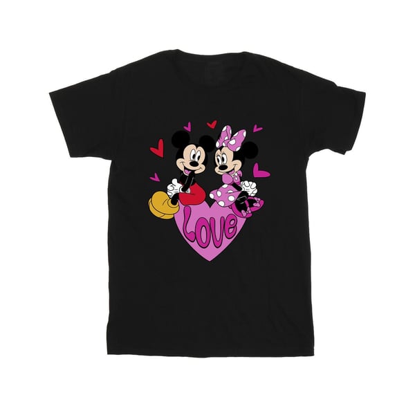 Disney Girls Love Mickey Mouse & Minnie Mouse Hearts Cotton T-Shirt