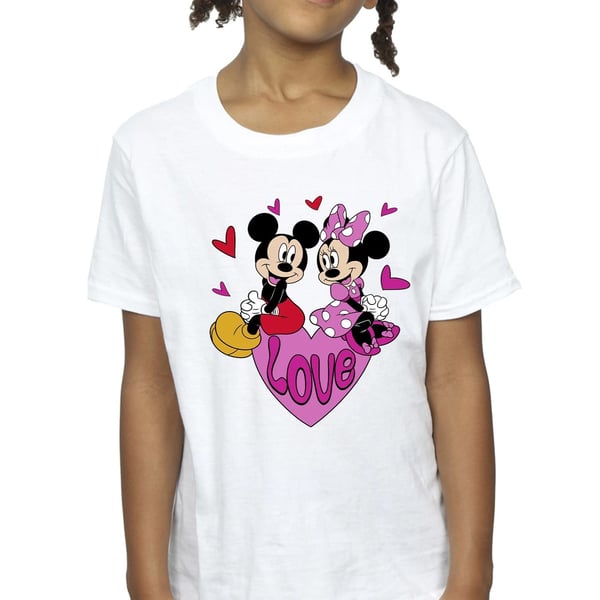 Disney Girls Love Mickey Mouse & Minnie Mouse Hearts Cotton T-Shirt