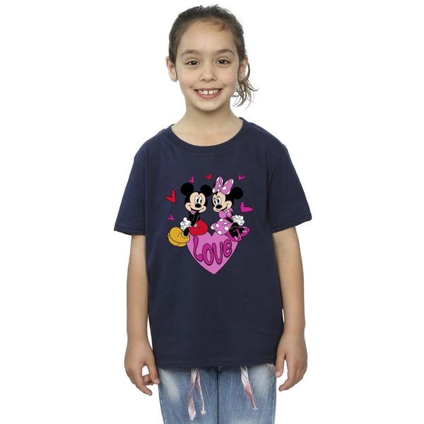 Disney Girls Love Mickey Mouse & Minnie Mouse Hearts Cotton T-Shirt