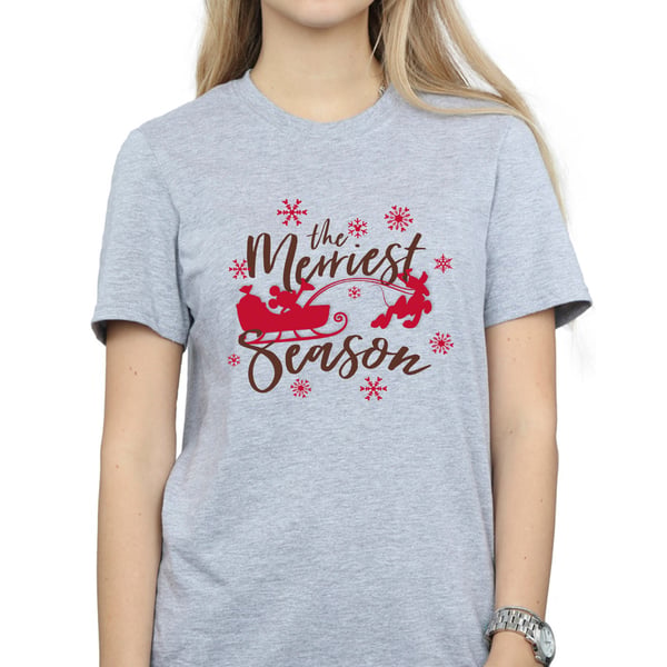 Disney Womens/Ladies Mickey Mouse Sleigh Boyfriend T-Shirt