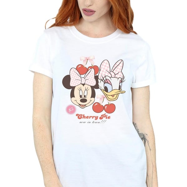Disney Womens/Ladies Minnie Mouse & Daisy Cherry Cotton Boyfriend T-Shirt