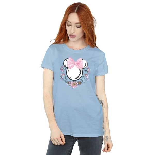 Disney Womens/Ladies Minnie Mouse Flowers Cotton Bow Boyfriend T-Shirt