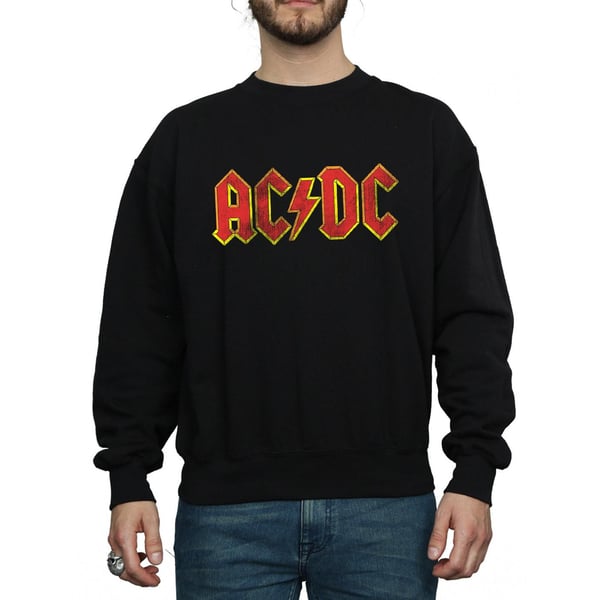 AC/DC Mens Distressed Logo Cotton Sweatshirt