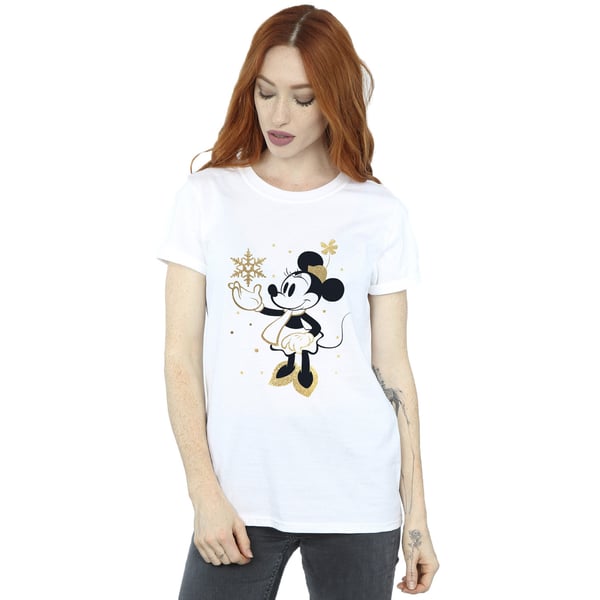 Disney Womens/Ladies Minnie Mouse Snowflake Cotton Boyfriend T-Shirt