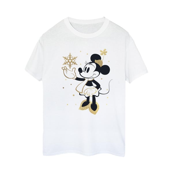 Disney Womens/Ladies Minnie Mouse Snowflake Cotton Boyfriend T-Shirt