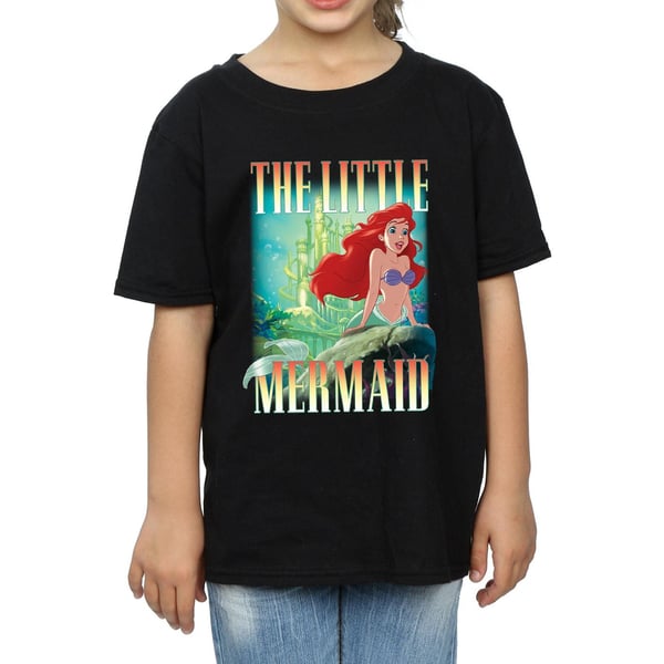 Pieni merenneito tyttöjen Ariel Montage -puuvillapaita