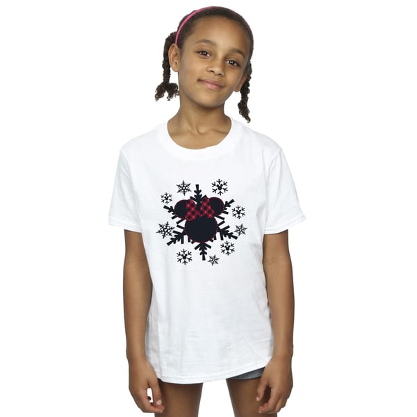 Disney Girls Minnie Mouse Gingham Snowflakes Cotton T-Shirt