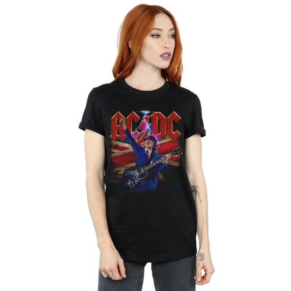 AC/DC Womens/Ladies Angus Union Flag Lightning Cotton Boyfriend T-Shirt