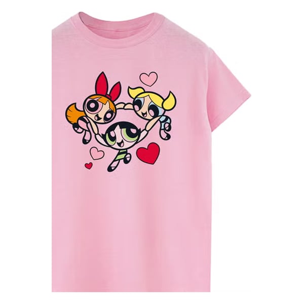 The Powerpuff Girls Girls Heart Circle Cotton T-Shirt