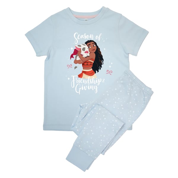 Moana Girls Season Of Friendship Stars Short-Sleeved Long Pyjama Set