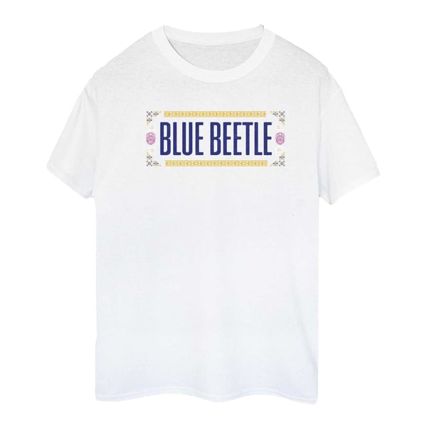 Blue Beetle Naisten Kuviollinen Puuvillainen Logolla Varustettu Boyfriend T-paita