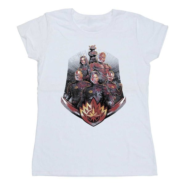 Guardians Of The Galaxy Volume 3 T-shirt för damer/kvinnor med gruppbild i sliten bomull