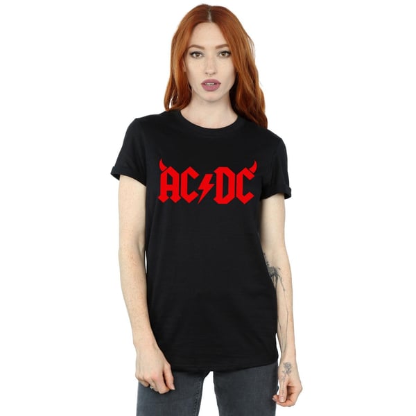 AC/DC Womens/Ladies Horns Logo Cotton Boyfriend T-Shirt