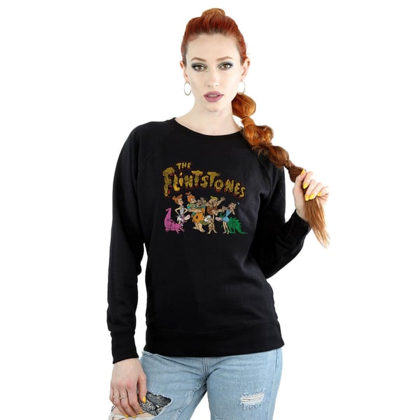 The Flintstones Womens/Ladies Group Distressed Sweatshirt