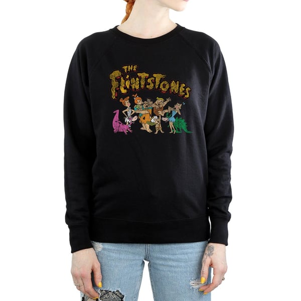 The Flintstones Womens/Ladies Group Distressed Sweatshirt
