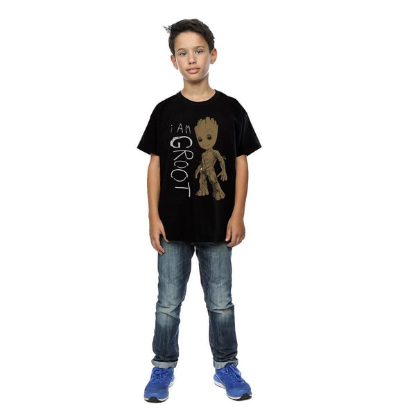 Guardians Of The Galaxy Boys I Am Groot Scribble Cotton T-Shirt