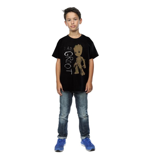 Guardians Of The Galaxy Boys I Am Groot Scribble Cotton T-Shirt