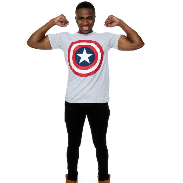 Marvel Mens Captain America Distressed Shield T-Shirt