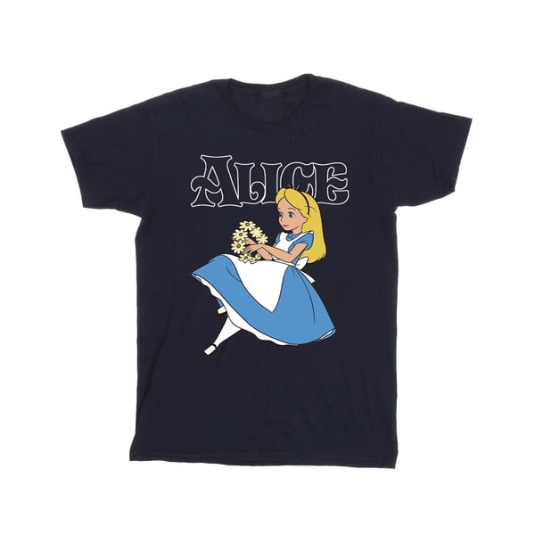 Disney Flickor Alice I Underlandet Blommor Bomulls T-shirt