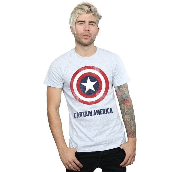 Marvel Mens Captain America Shield Text T-Shirt