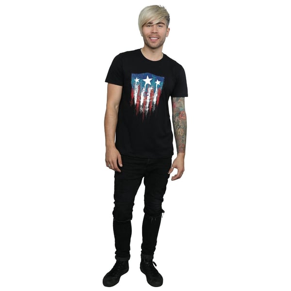 Marvel Mens Captain America Flag Shield T-Shirt