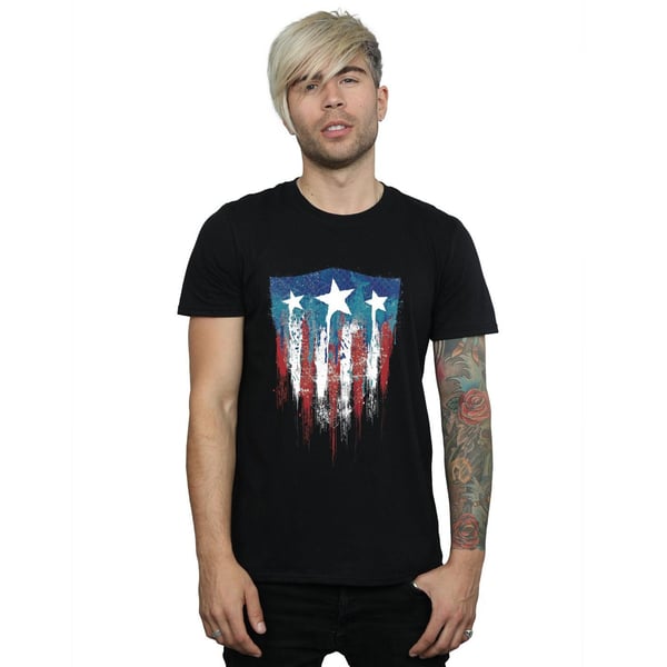 Marvel Mens Captain America Flag Shield T-Shirt