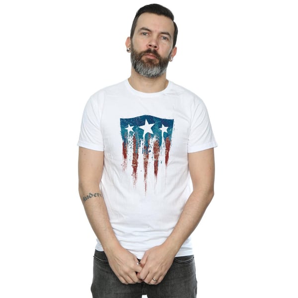 Marvel Mens Captain America Flag Shield T-Shirt