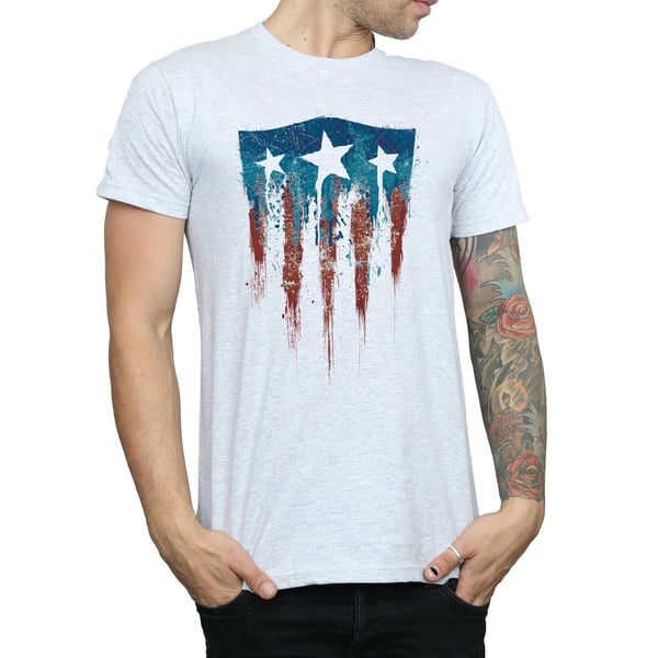 Marvel Mens Captain America Flag Shield T-Shirt