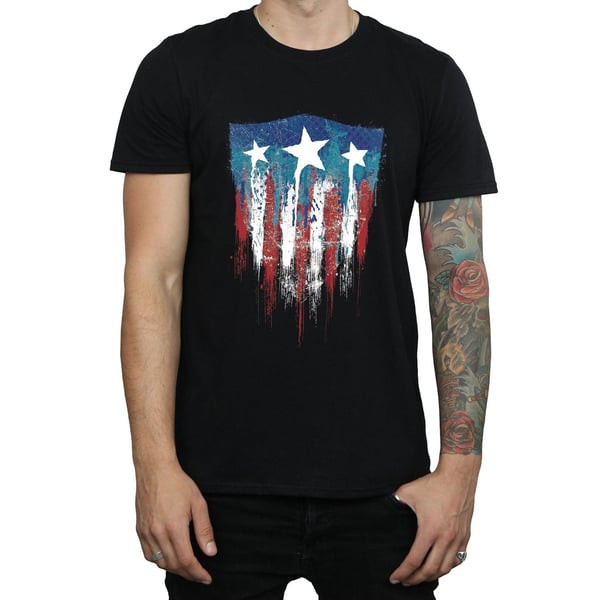 Marvel Mens Captain America Flag Shield T-Shirt