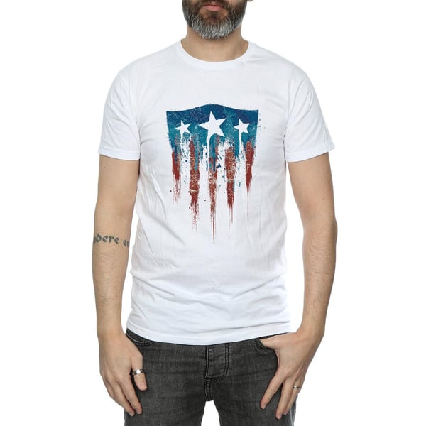 Marvel Mens Captain America Flag Shield T-Shirt