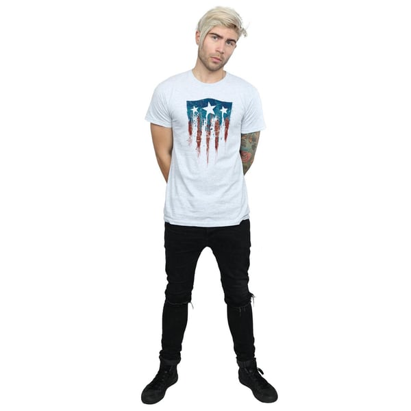 Marvel Mens Captain America Flag Shield T-Shirt