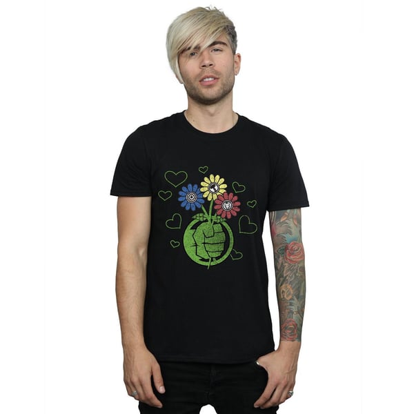 Marvel Mens Hulk Flower Fist T-Shirt