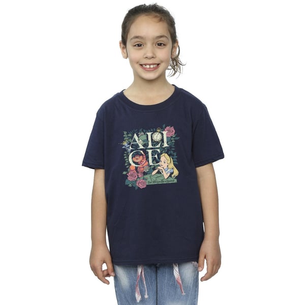 Disney Girls Alice In Wonderland Leafy Garden Cotton T-Shirt