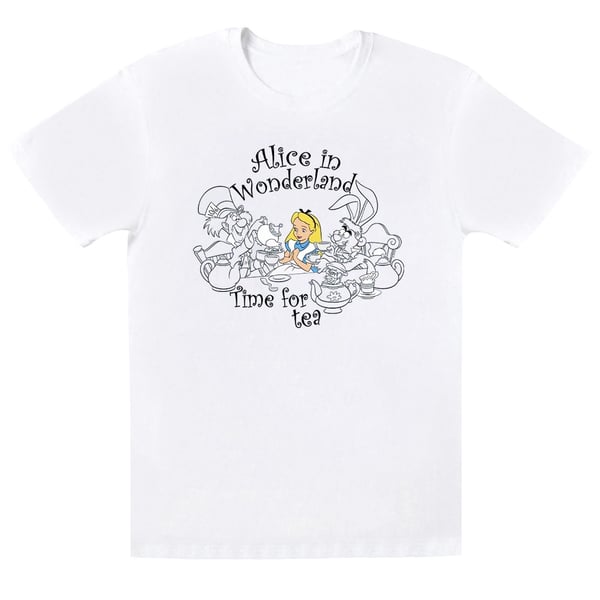 Disney Girls Alice In Wonderland Time For Tea Cotton T-Shirt