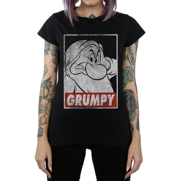 Snow White And The Seven Dwarfs Womens/Ladies Grumpy Poster Cotton T-Shirt