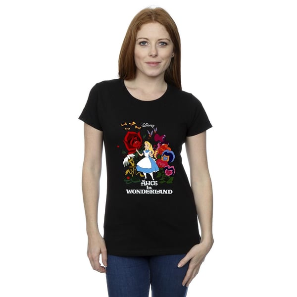 Disney Womens/Ladies Alice In Wonderland Flowers Cotton T-Shirt